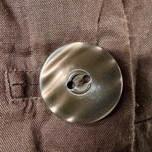 Tweeds Brown 100% Linen 3/4 Sleeves Neutral Button Front Cropped Blazer Size L - Picture 5 of 8